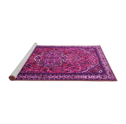 Sideview of Machine Washable Medallion Pink Traditional Rug, wshtr1514pnk