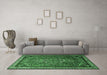 Machine Washable Medallion Emerald Green Traditional Area Rugs in a Living Room,, wshtr1514emgrn