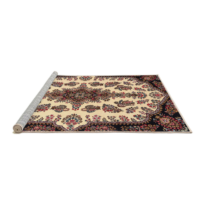 Sideview of Machine Washable Traditional Brown Rug, wshtr1515
