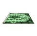 Sideview of Machine Washable Medallion Emerald Green Traditional Area Rugs, wshtr1515emgrn