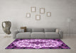 Machine Washable Medallion Purple Traditional Area Rugs in a Living Room, wshtr1515pur