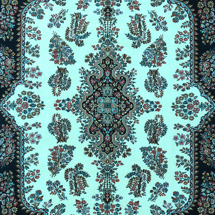 Medallion Light Blue Traditional Rug, tr1515lblu