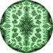 Round Medallion Emerald Green Traditional Rug, tr1515emgrn
