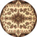 Round Machine Washable Medallion Brown Traditional Rug, wshtr1515brn