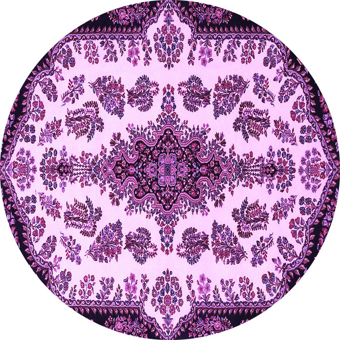 Round Medallion Purple Traditional Rug, tr1515pur
