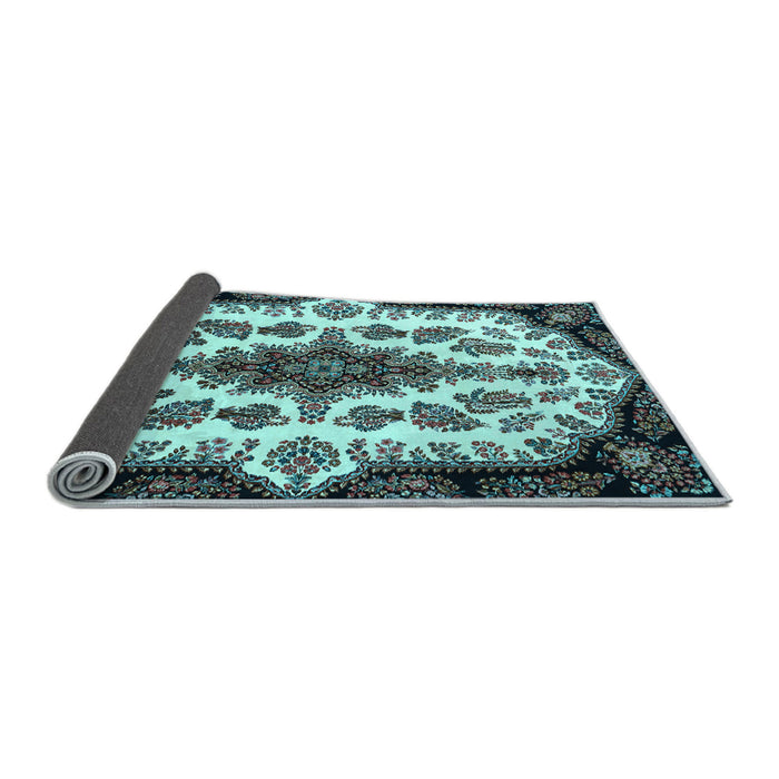 Sideview of Medallion Light Blue Traditional Rug, tr1515lblu