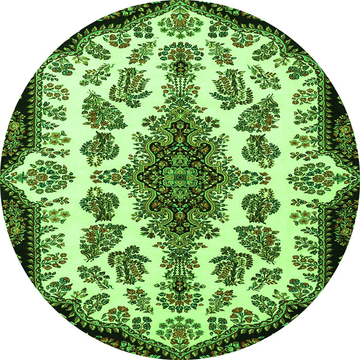 Machine Washable Medallion Green Traditional Area Rugs, wshtr1515grn