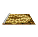 Sideview of Machine Washable Medallion Yellow Traditional Rug, wshtr1515yw