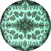 Round Medallion Turquoise Traditional Rug, tr1515turq