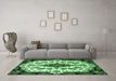 Machine Washable Medallion Emerald Green Traditional Area Rugs in a Living Room,, wshtr1515emgrn