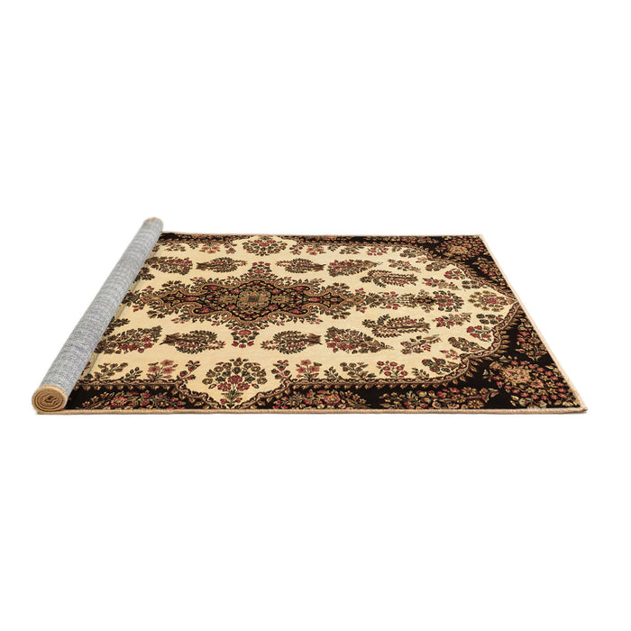 Sideview of Machine Washable Medallion Brown Traditional Rug, wshtr1515brn