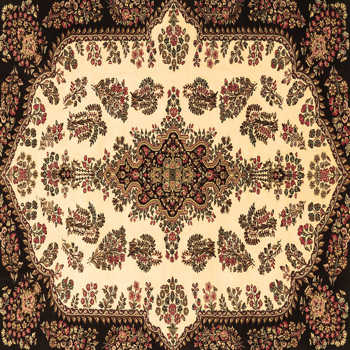 Square Medallion Brown Traditional Rug, tr1515brn