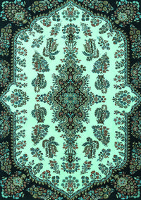 Medallion Turquoise Traditional Rug, tr1515turq