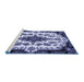 Sideview of Machine Washable Medallion Blue Traditional Rug, wshtr1515blu