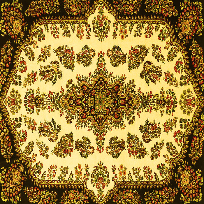 Square Medallion Yellow Traditional Rug, tr1515yw