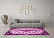 Machine Washable Medallion Pink Traditional Rug in a Living Room, wshtr1515pnk