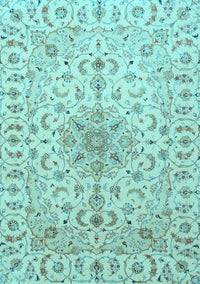 Medallion Light Blue Traditional Rug, tr1516lblu