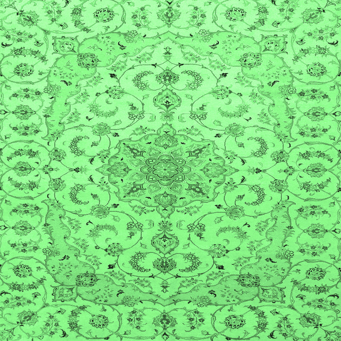 Square Machine Washable Medallion Emerald Green Traditional Area Rugs, wshtr1516emgrn