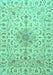 Machine Washable Medallion Turquoise Traditional Area Rugs, wshtr1516turq