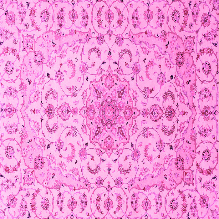 Square Machine Washable Medallion Pink Traditional Rug, wshtr1516pnk