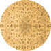 Round Medallion Brown Traditional Rug, tr1516brn