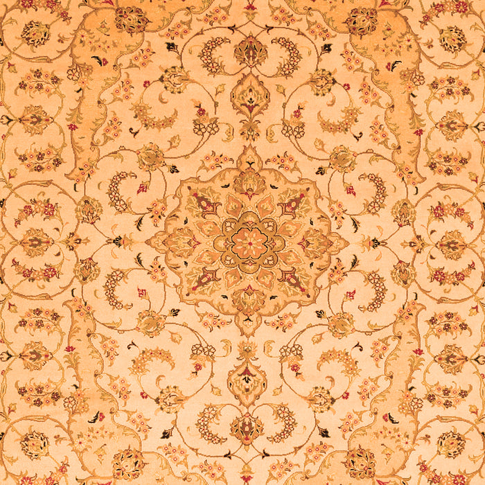 Serging Thickness of Machine Washable Medallion Orange Traditional Area Rugs, wshtr1516org