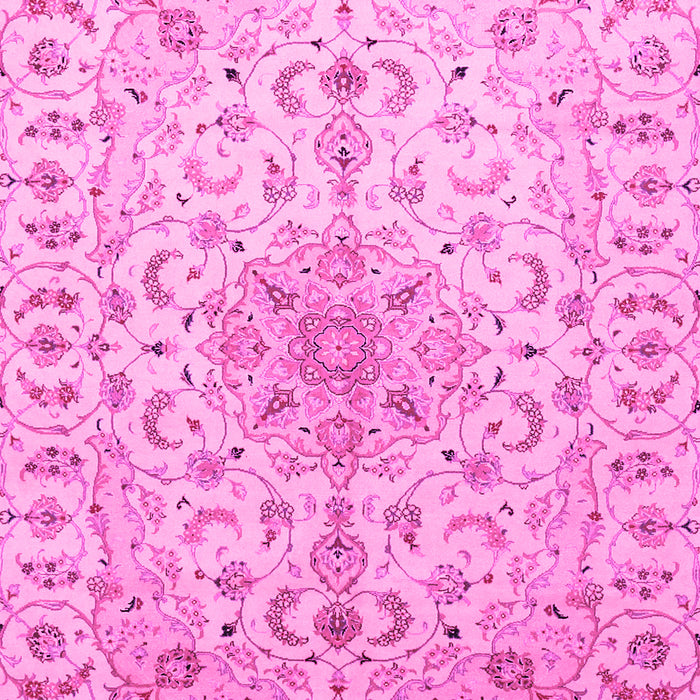 Machine Washable Medallion Pink Traditional Rug, wshtr1516pnk