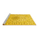 Sideview of Machine Washable Medallion Yellow Traditional Rug, wshtr1516yw