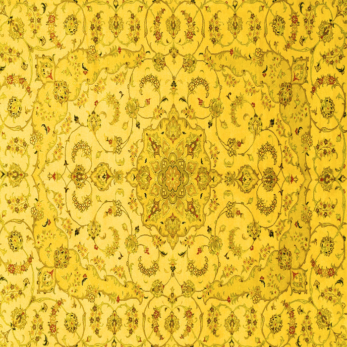 Square Machine Washable Medallion Yellow Traditional Rug, wshtr1516yw
