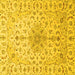 Square Machine Washable Medallion Yellow Traditional Rug, wshtr1516yw