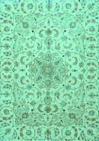 Medallion Turquoise Traditional Rug, tr1516turq