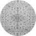 Machine Washable Medallion Gray Traditional Rug, wshtr1516gry