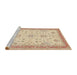 Sideview of Machine Washable Traditional Brown Gold Rug, wshtr1517