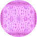 Round Oriental Purple Traditional Rug, tr1517pur