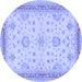 Round Oriental Blue Traditional Rug, tr1517blu