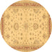 Round Oriental Brown Traditional Rug, tr1517brn