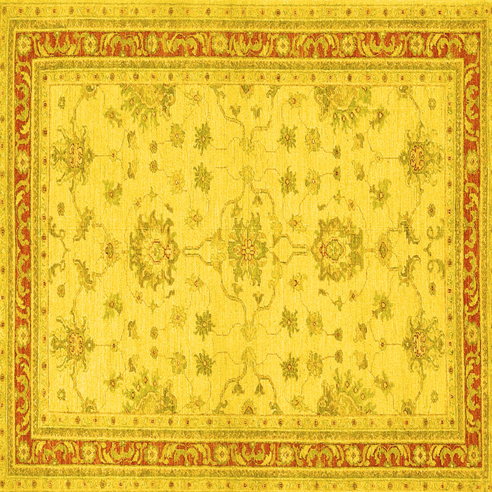 Square Machine Washable Oriental Yellow Traditional Rug, wshtr1517yw