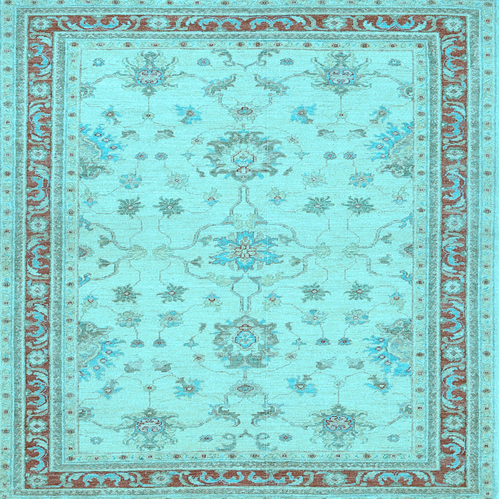 Square Machine Washable Oriental Light Blue Traditional Rug, wshtr1517lblu