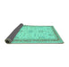 Sideview of Oriental Turquoise Traditional Rug, tr1517turq