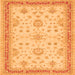 Round Machine Washable Oriental Orange Traditional Area Rugs, wshtr1517org