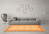 Machine Washable Oriental Orange Traditional Rug, wshtr1517org