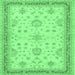 Square Oriental Emerald Green Traditional Rug, tr1517emgrn