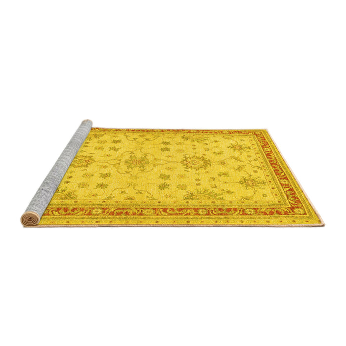 Sideview of Machine Washable Oriental Yellow Traditional Rug, wshtr1517yw