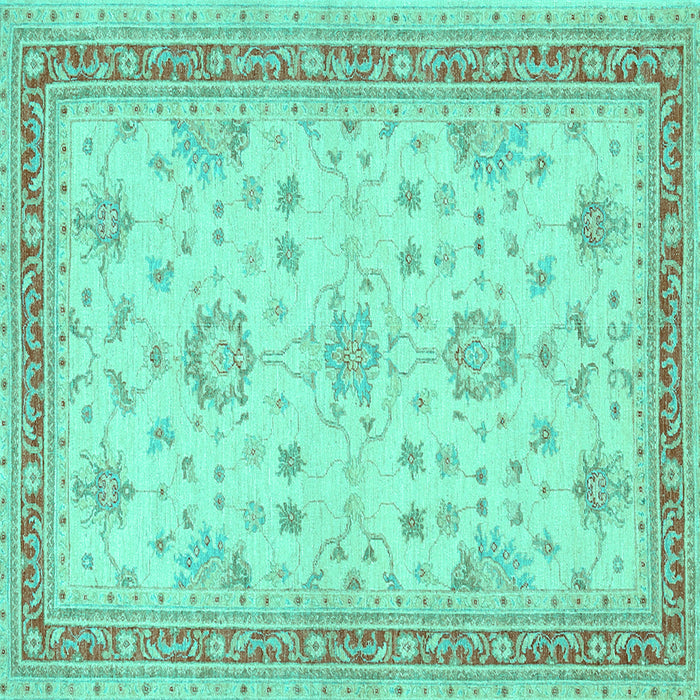 Square Machine Washable Oriental Turquoise Traditional Area Rugs, wshtr1517turq