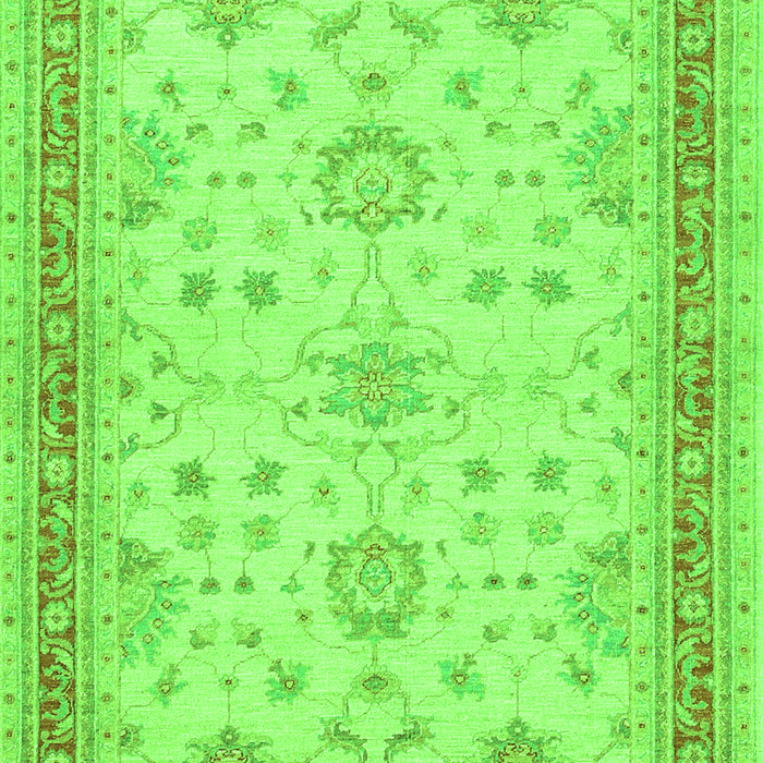 Serging Thickness of Machine Washable Oriental Green Traditional Area Rugs, wshtr1517grn