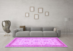 Machine Washable Oriental Purple Traditional Area Rugs in a Living Room, wshtr1517pur