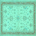 Square Oriental Turquoise Traditional Rug, tr1517turq