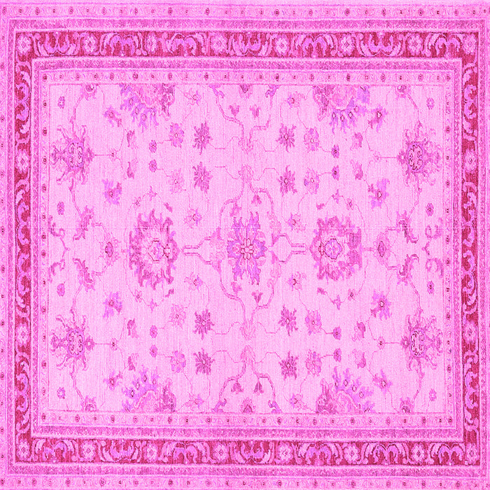 Square Oriental Pink Traditional Rug, tr1517pnk