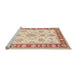 Sideview of Machine Washable Traditional Deep Peach Orange Rug, wshtr1518