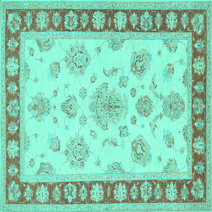 Square Oriental Turquoise Traditional Rug, tr1518turq
